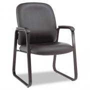Alera Genaro Bonded Leather High-Back Guest Chair, 24.60" x 24.80" x 36.61", Black Seat, Black Back, Black Base (GE43LS10B)