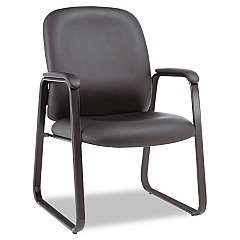 Alera Genaro Bonded Leather High-Back Guest Chair, 24.60" x 24.80" x 36.61", Black Seat, Black Back, Black Base (ALEGE43LS10B)