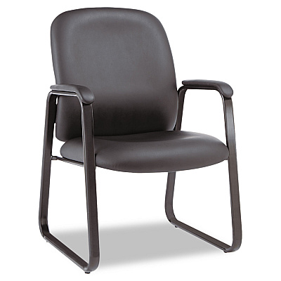 Alera Genaro Bonded Leather High-Back Guest Chair, 24.60" x 24.80" x 36.61", Black Seat, Black Back, Black Base (ALEGE43LS10B)