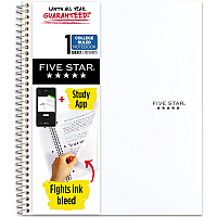 Mead Five Star Wirebound Notebook, 1 Subject, College Ruled, 11" x 8 1/2" , White (MEA72456)