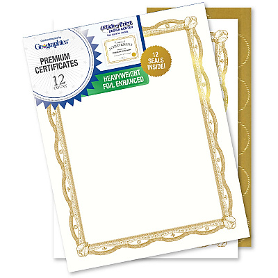 Geographics Premium Certificates with Gold Seals (GEO48766)