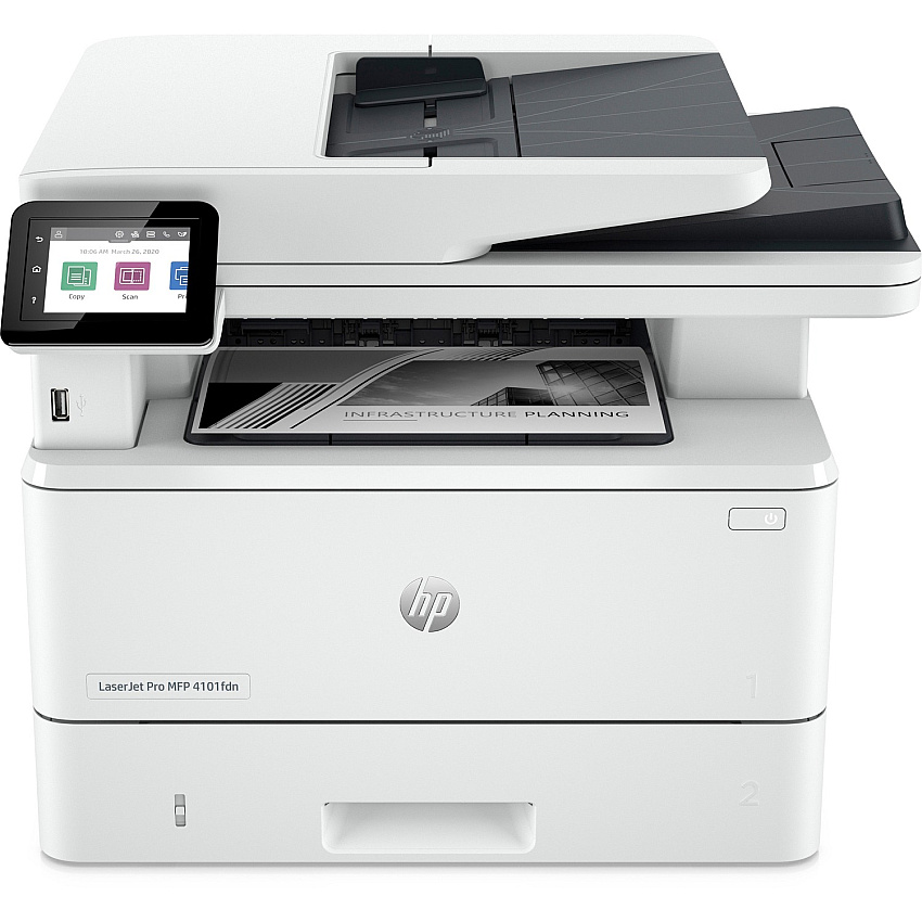 HP LaserJet Pro 4101fdwe Wireless Laser Multifunction Printer - Monochrome - White (HEW2Z619E)
