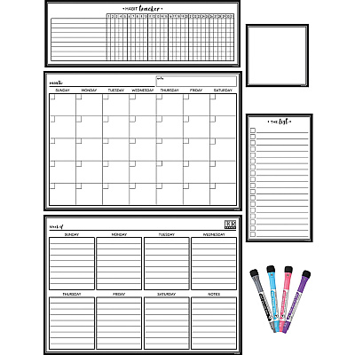 Teacher Created Resources Black & White Dry-Erase Magnetic Calendar Set (TCR77407)