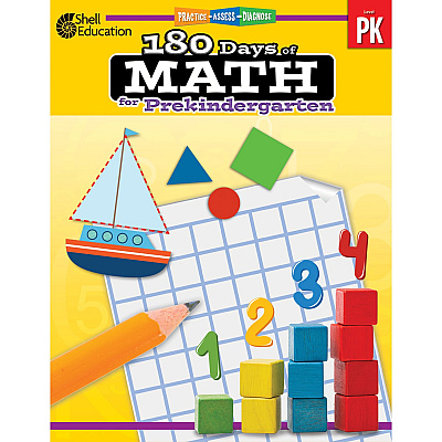 Shell Education 180 Days of Math for Prekindergarten Printed Book (127443)