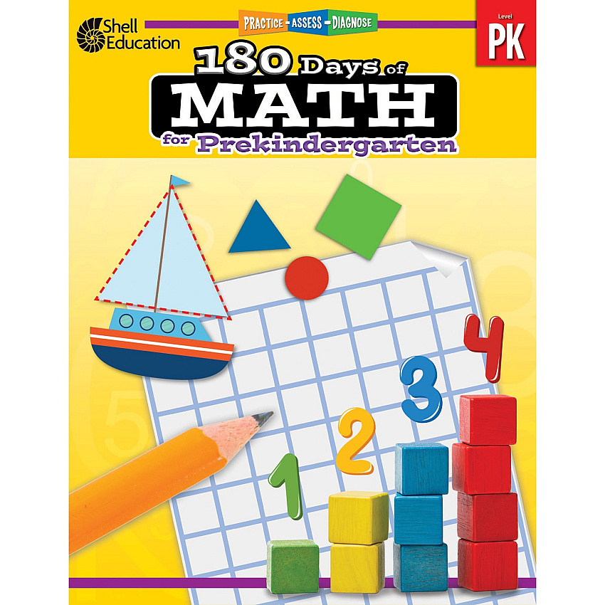 Shell Education 180 Days of Math for Prekindergarten Printed Book (127443)
