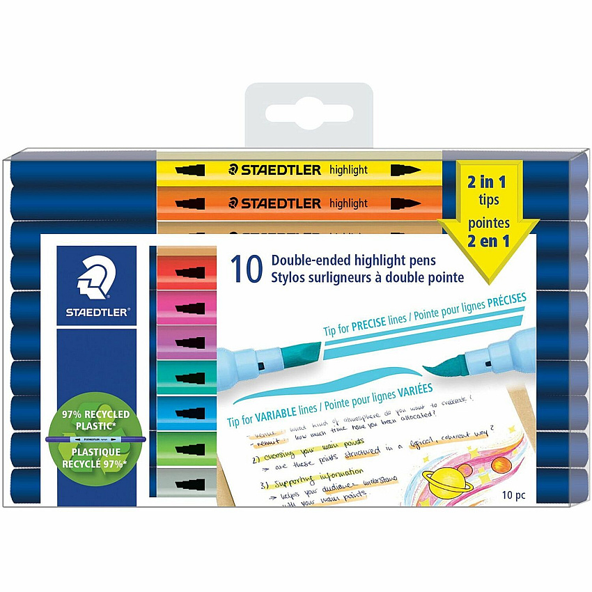 Staedtler Double-ended Highlighter Pens (3620TB10LU)