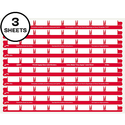 Avery 8 Tab Easy Print & Apply Clear Label Sheet Refills (AVE11226)