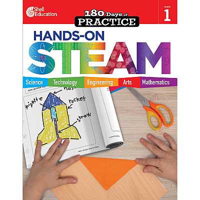Shell Education 180 Days: Hands-On STEAM: Grade 1 Printed Book (29644)