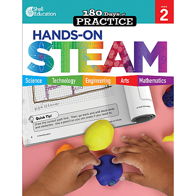 Shell Education 180 Days: Hands-On STEAM: Grade 2 Printed Book (29645)