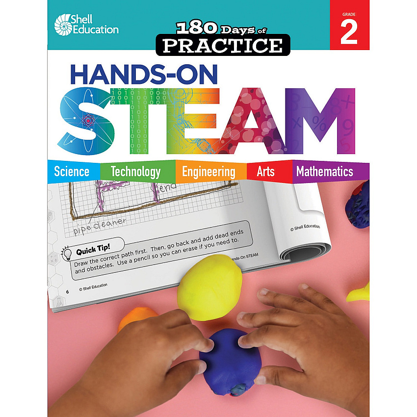 Shell Education 180 Days: Hands-On STEAM: Grade 2 Printed Book (29645)