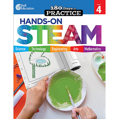 Shell Education 180 Days: Hands-On STEAM: Grade 4 Printed Book (29647)