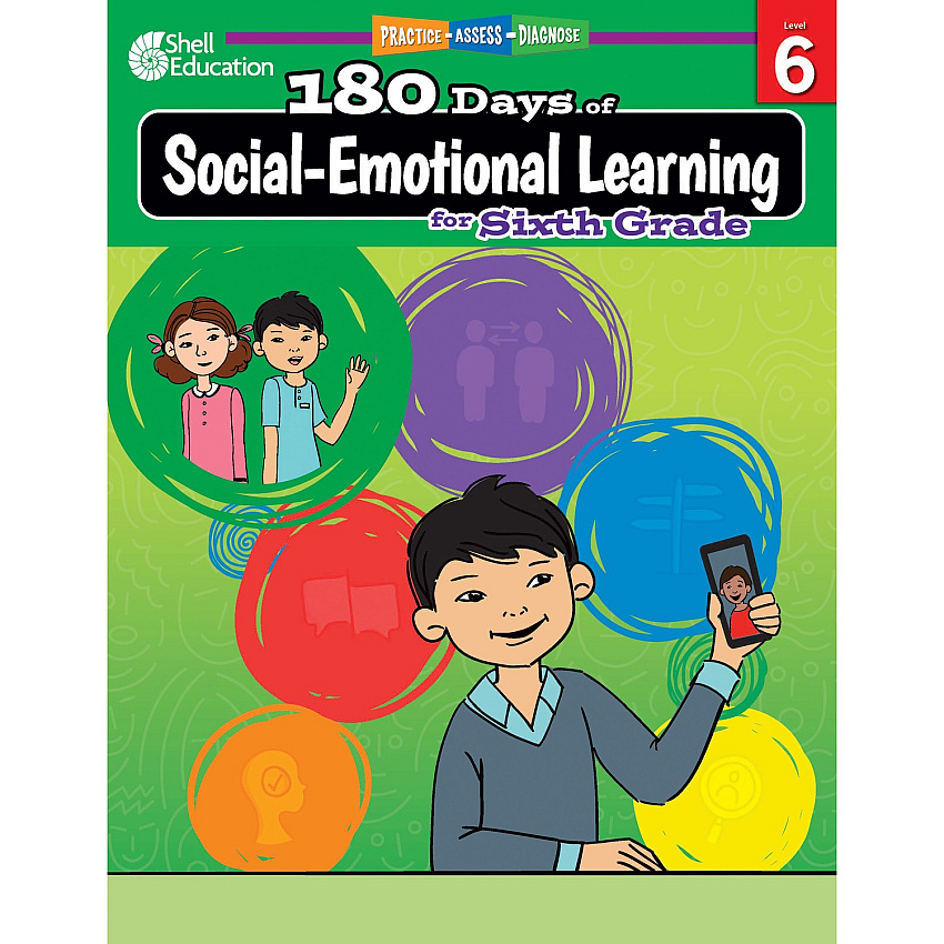 Shell Education 180 Days of Social-Emotional Learning for Sixth Grade Printed Book by Jennifer Edgerton (126962)