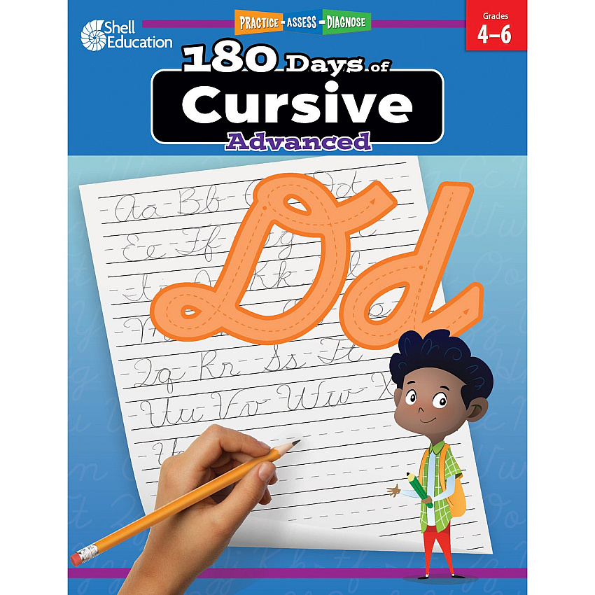 Shell Education 180 Days of Cursive: Advanced Printed Book (130196)