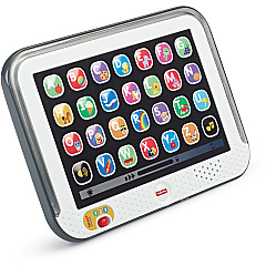 Fisher-Price Pretend Tablet Learning Toy With Lights And Music, Gray, Baby And Toddler Toy (FIPHFY90)