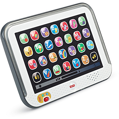 Fisher-Price Pretend Tablet Learning Toy With Lights And Music, Gray, Baby And Toddler Toy (FIPHFY90)
