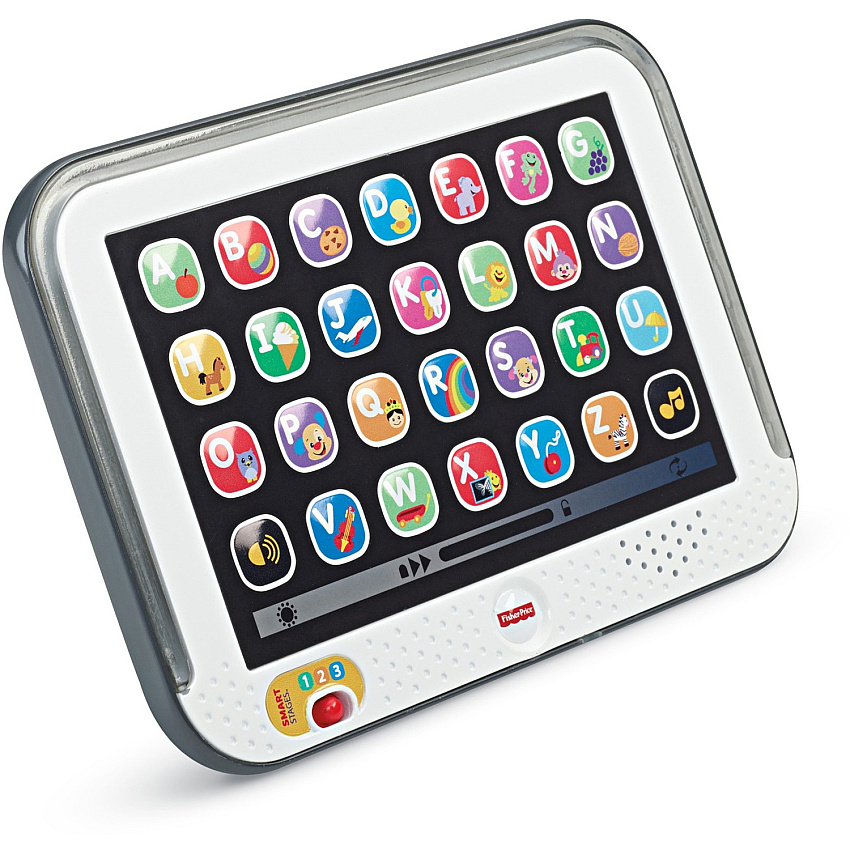 Fisher-Price Pretend Tablet Learning Toy With Lights And Music, Gray, Baby And Toddler Toy (FIPHFY90)
