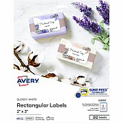 Avery Glossy White Labels, 2" x 3" , 80 Labels (AVE22890)