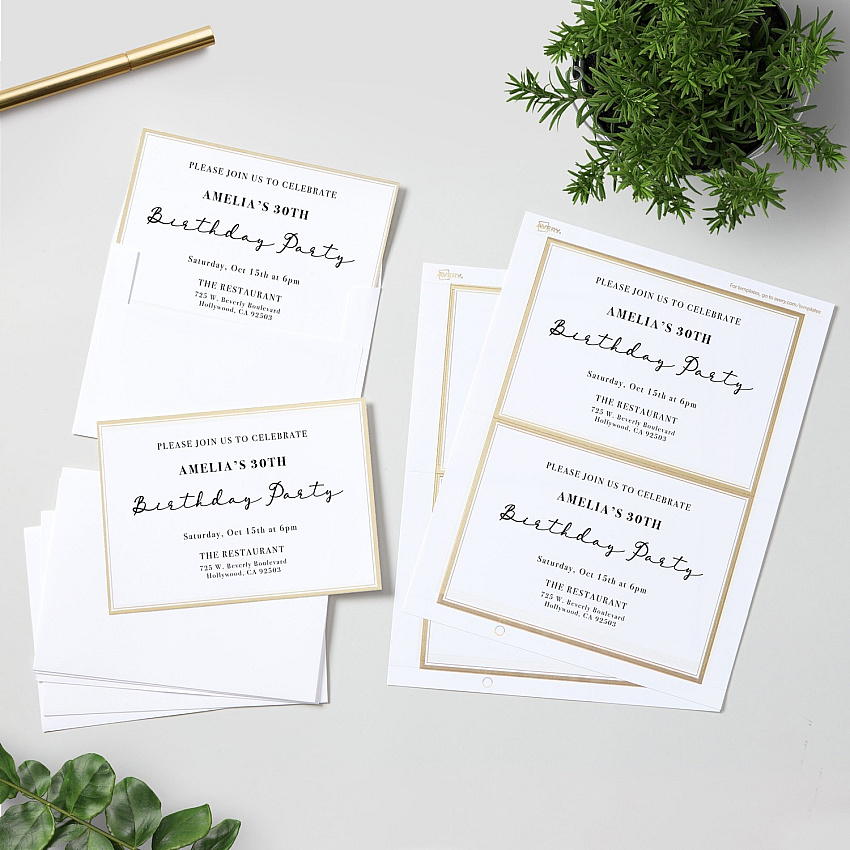 Avery Invitation Cards with Metallic Gold Borders (AVE3325)