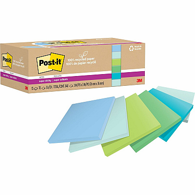 Post-it Recycled Super Sticky Notes (MMM654R12SST)