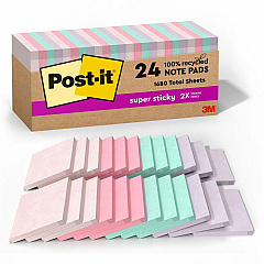 Post-it Recycled Super Sticky Notes (MMM654R24SSNRP)