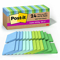 Post-it Recycled Super Sticky Notes (MMM654R24SSTCP)
