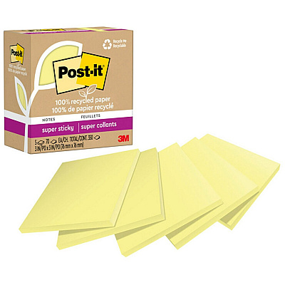 Post-it Recycled Super Sticky Notes (MMM654R5SSCY)