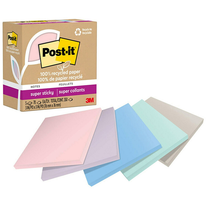 Post-it Recycled Super Sticky Notes (MMM654R5SSNRP)