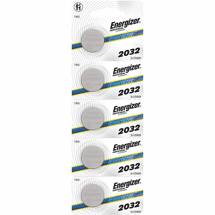 Energizer Industrial 2032 Lithium Batteries, 2032 Energizer Industrial Lithium Batteries, 5 Pack (EVEECRN2032)