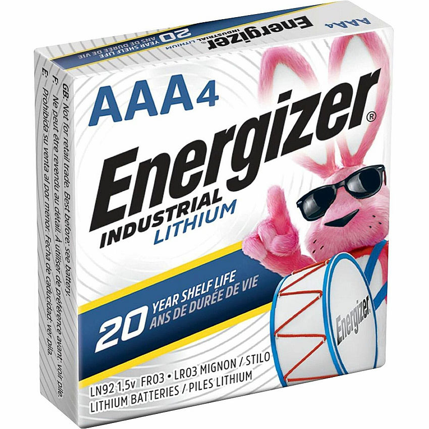 Energizer Industrial AAA Lithium Battery 4-Pack (EVELN92)