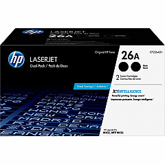 HP 26A Original Average Yield Laser Toner Cartridge - Dual Pack - Black - 2 / Carton (HEWCF226AD)