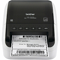 Brother QL-1110NWBC Desktop Direct Thermal Printer - Monochrome - Label Print - Ethernet - USB - Bluetooth - White, Glossy Black