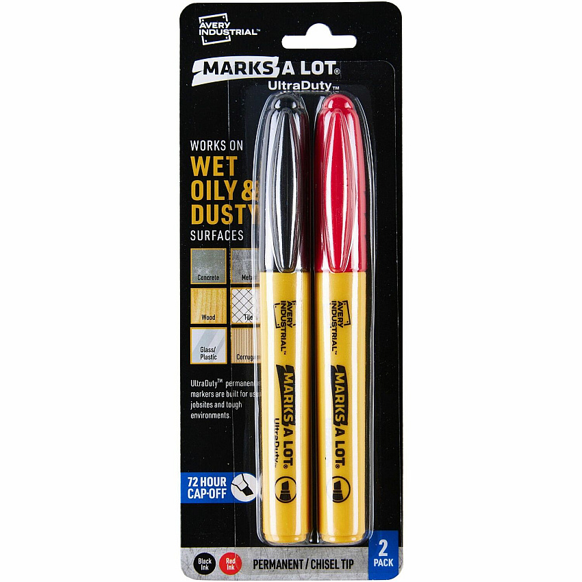 Avery UltraDuty Markers, Chisel Tip, 2 Assorted Markers (AVE29863)