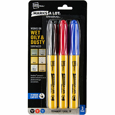 Avery UltraDuty Markers, Chisel Tip, 3 Assorted Markers (AVE29864)