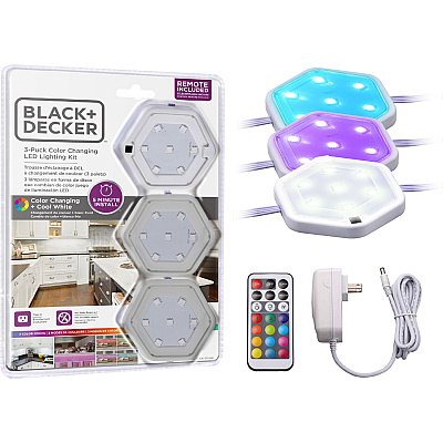 BLACK+DECKER Color-Changing LED Puck Light Kit (LEDUCPUCK3RG)