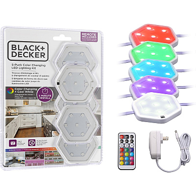 BLACK+DECKER Color-Changing LED Puck Light Kit (LEDUCPUCK5RG)