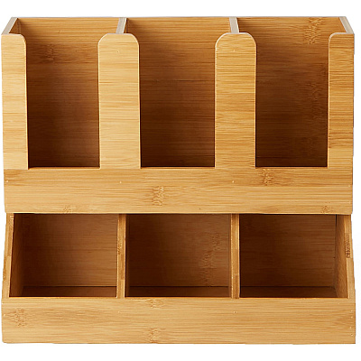 Mind Reader 6-Compartment Cup/Lid Bamboo Organizer (EMSUPBMB)