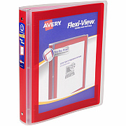 Avery Flexi-View 3 Ring Binder, 1 Inch Round Rings, 1 Red Binder (AVE17606)