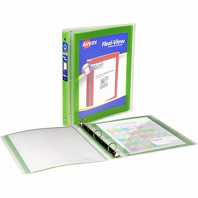 Avery Flexi-View 3 Ring Binder, 1 Inch Round Rings, 1 Chartreuse Green Binder (AVE17608)