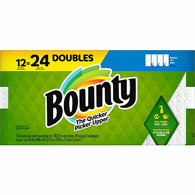 Bounty Select-A-Size Paper Towels - 12 Double Roll = 24 Regular (PGC06130)
