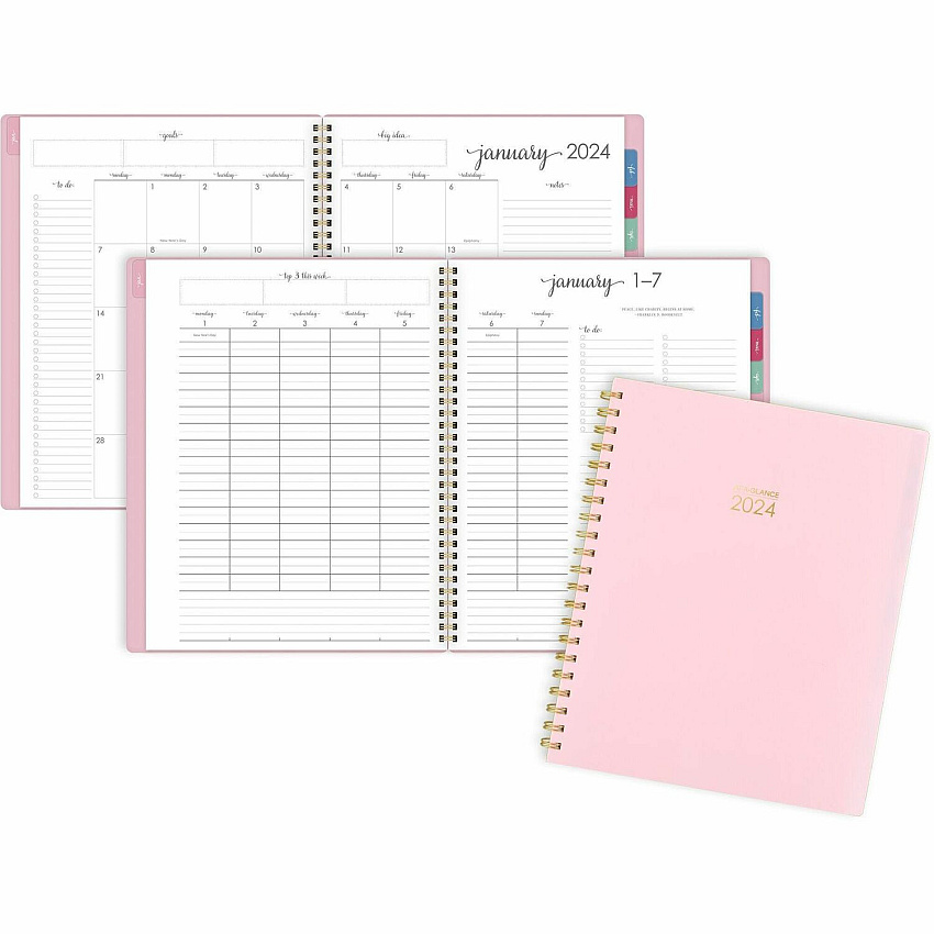 AT-A-GLANCE Harmony Weekly/Monthly Poly Planner, 11 x 9.38, Pink Cover, 13-Month: Jan 2026 to Jan 2027 (109990527)