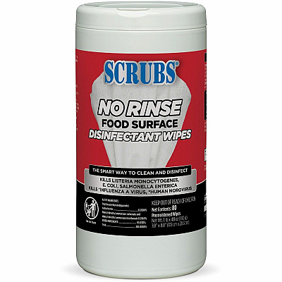 SCRUBS No Rinse Food Surface Disinfectant Wipes (ITW97080)