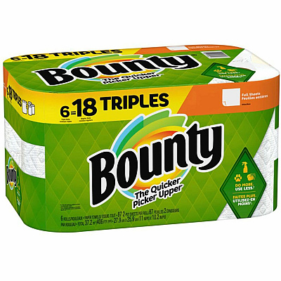 Bounty Full Sheet Paper Towels - 6 Triple Roll = 18 Regular (PGC05849)