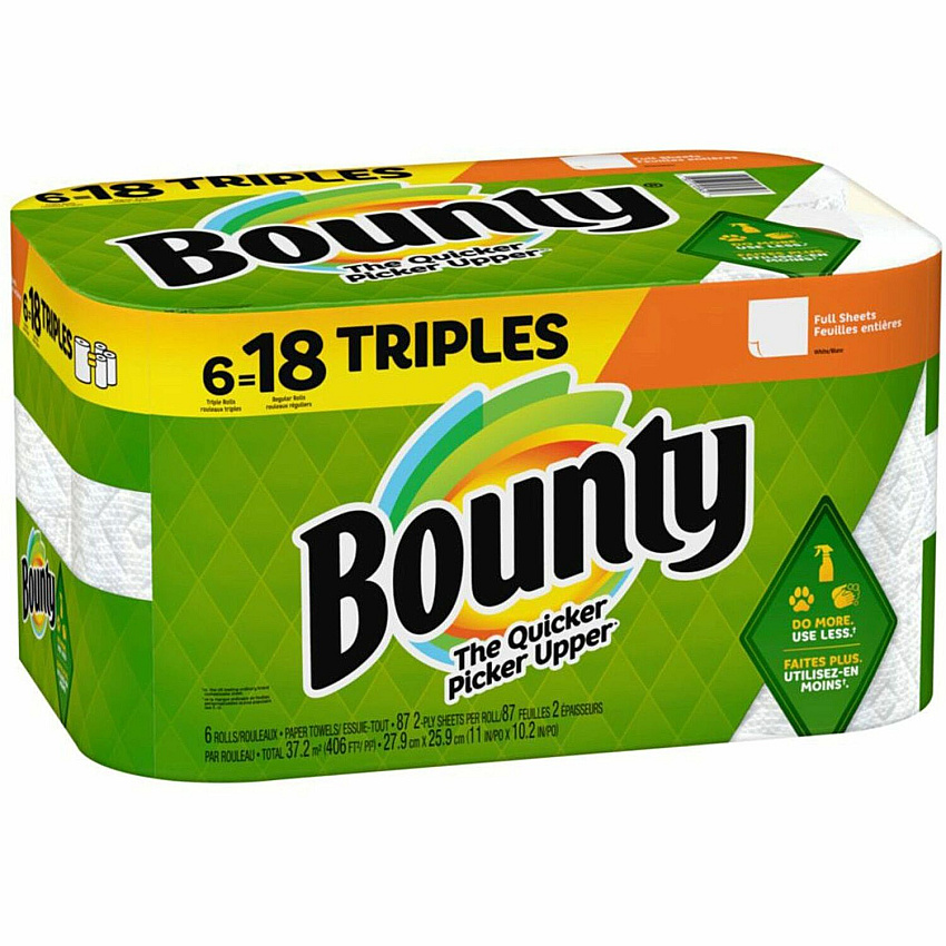 Bounty Full Sheet Paper Towels - 6 Triple Roll = 18 Regular (PGC05849)