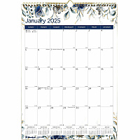 Blueline Abstract Floral Monthly Wall Calendar (REDC173128)