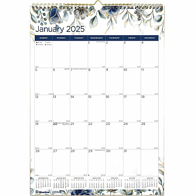 Blueline Abstract Floral Monthly Wall Calendar (REDC173128)