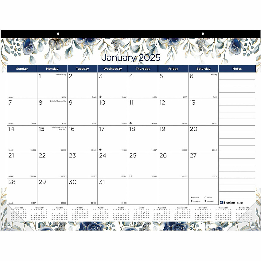 Blueline Abstract Floral Monthly Desk Pad (C194128)