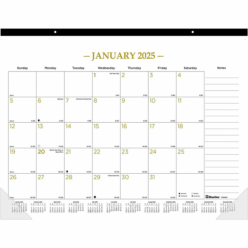 Blueline Classic Gold Monthly Desk Pad Calendar (C199003)