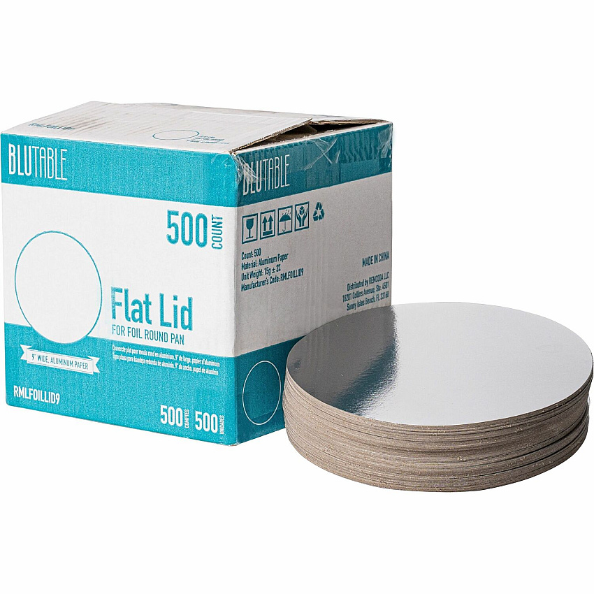 BluTable 9" Round Foil Pan Flat Board Lids (RMLFOILLID9)