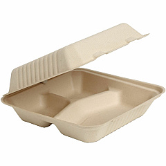 BluTable 39 oz 3-Compartment Portable Clamshell Containers (RMLMFHC93C)