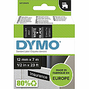 DYMO S0720610 D1 45021 Tape 12mm x 7m White on Black